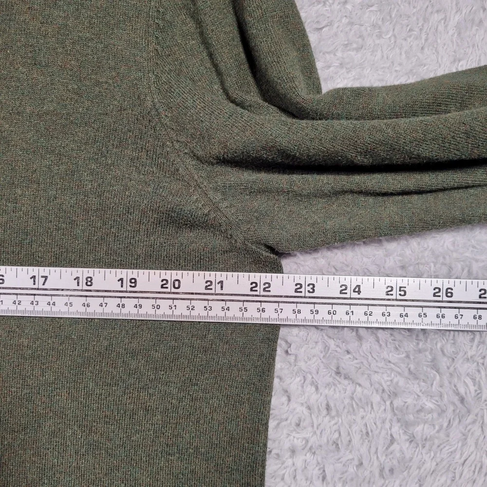 Eddie Bauer V-Neck Sweater Mens Large Green Cotton Cashmere Blend Long‎ Sleeve